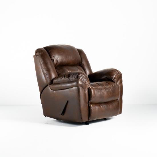 Frontier Rocker Recliner – Espresso Fabric Cover (angled)